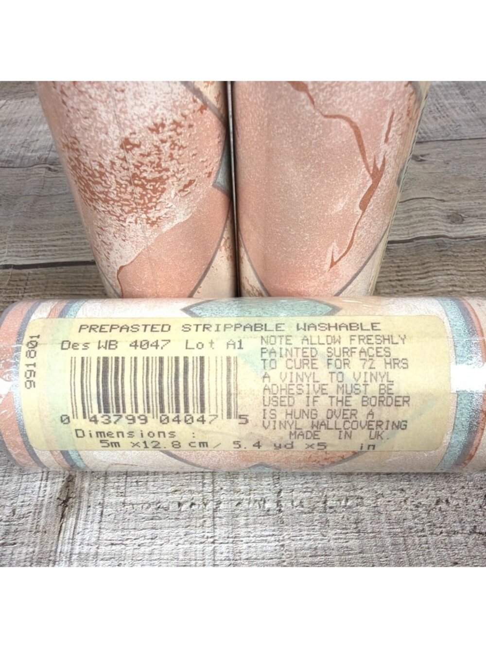 VTG Southwestern Geometric Diamond Wallpaper Border Peach Teal Art Deco 16.2 Yds - Picture 6 of 15